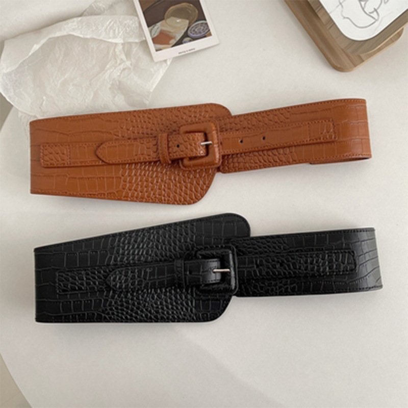 Casual Crocodile Embossed Irregular Girdle Belt