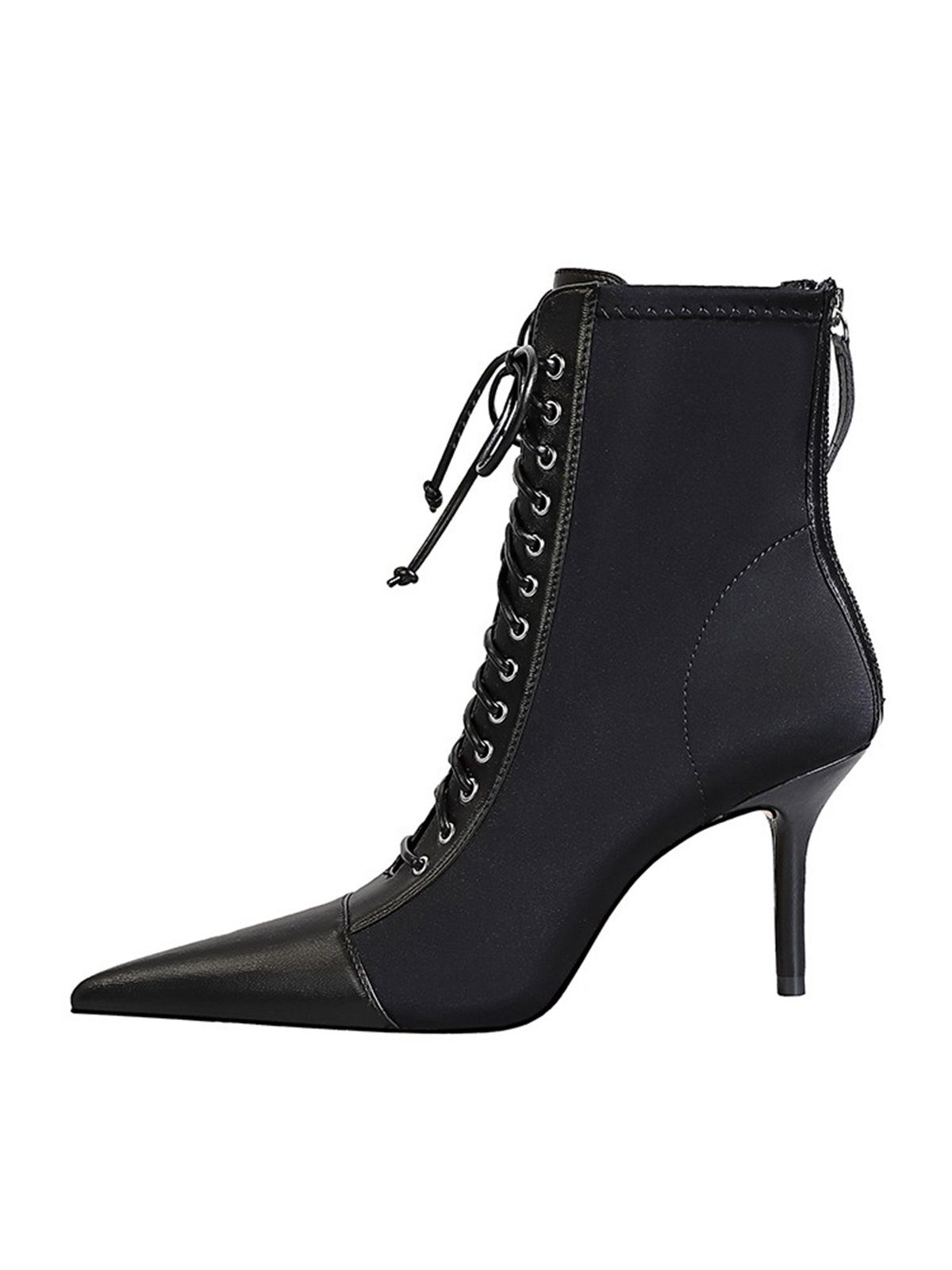 Simple Plain Height Increasing Zipper Block Heel Dress Boots Split Joint