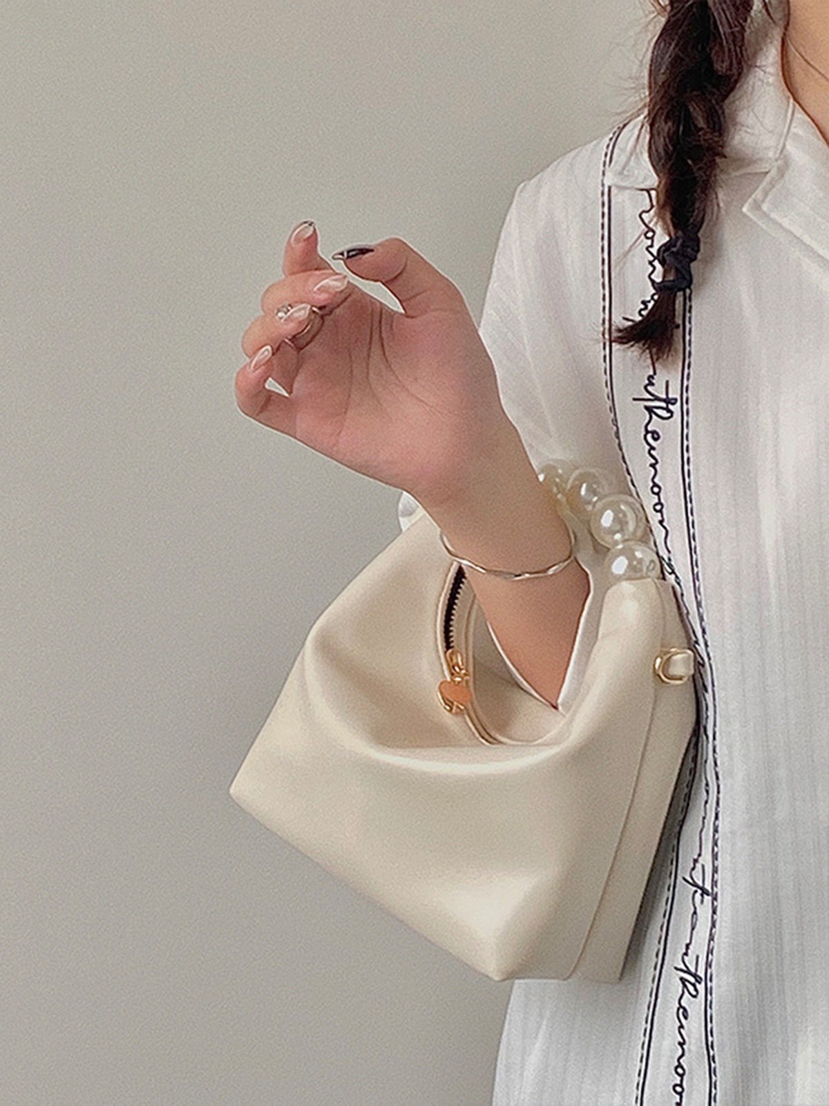 Elegant Imitation Pearl Handbag Thin Chain Strap Crossbody Bag