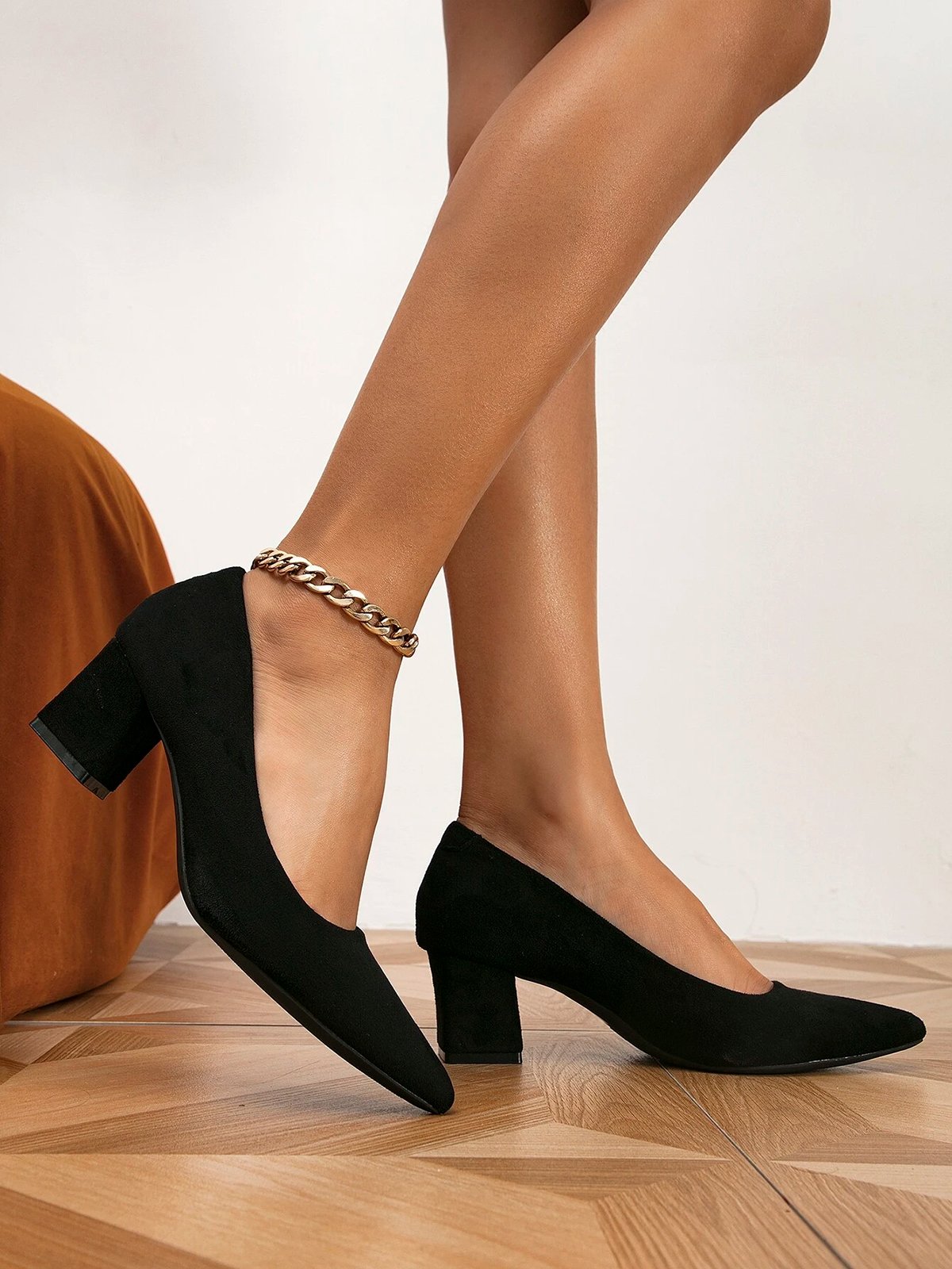 Urban Plain Slip On Block Heel Shallow Shoes