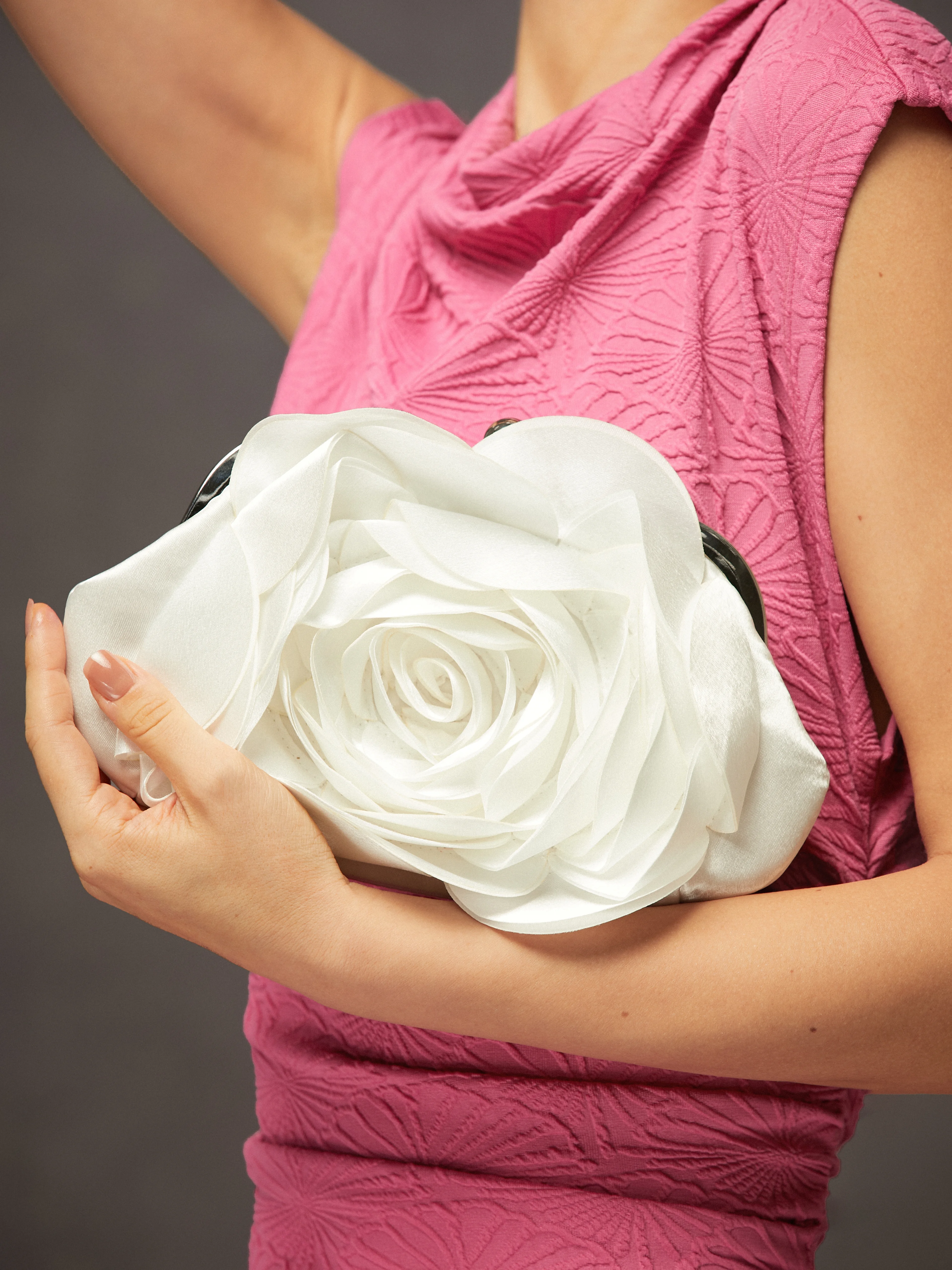 Elegant Flower Satin Clutch Bag