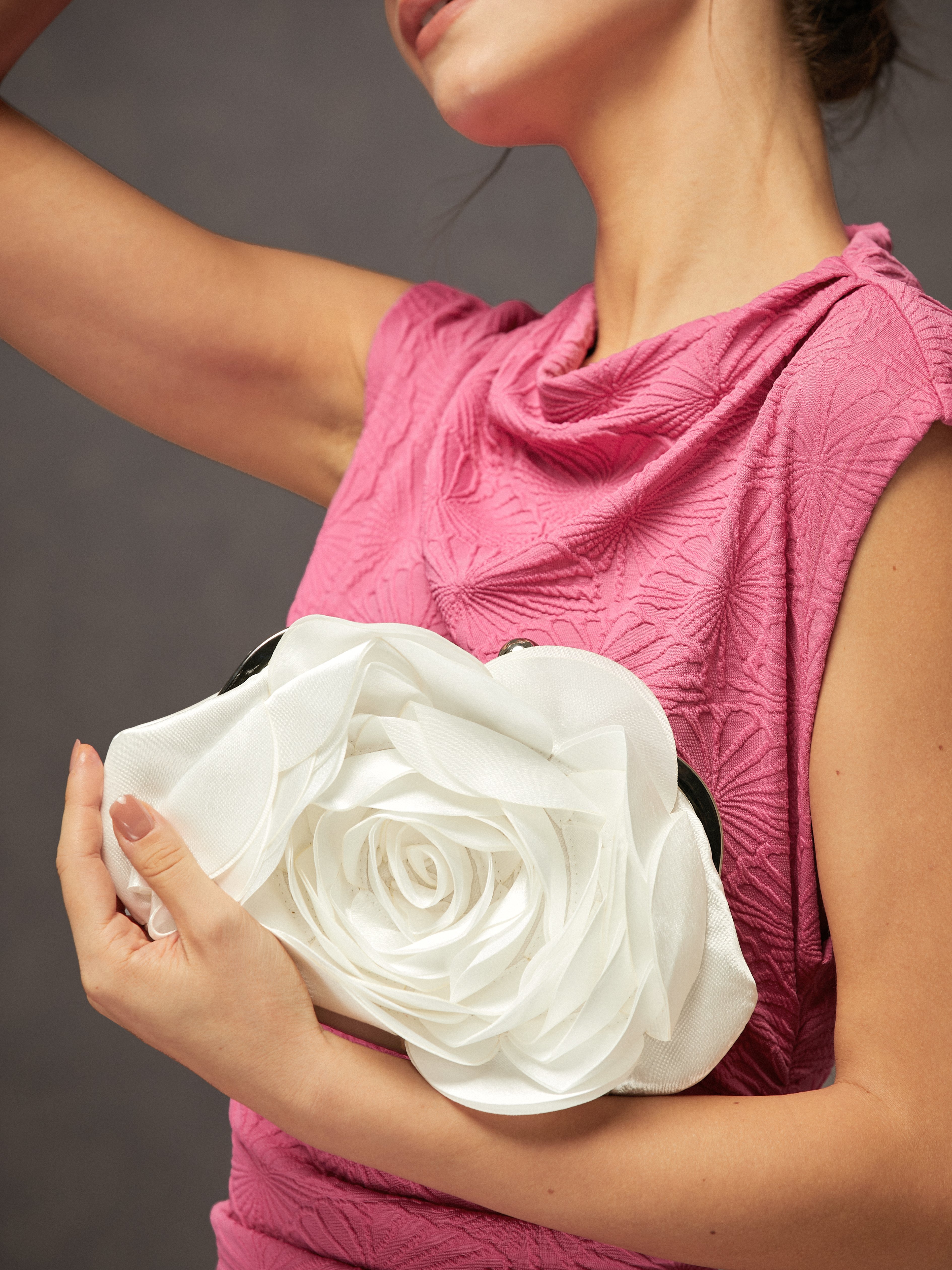 Elegant Flower Satin Clutch Bag