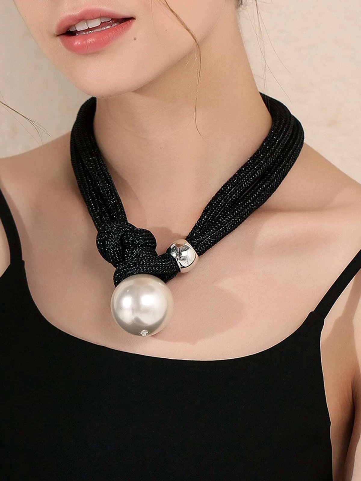 Exaggerated Imitation Pearl Beaded Multi-layered Necklace