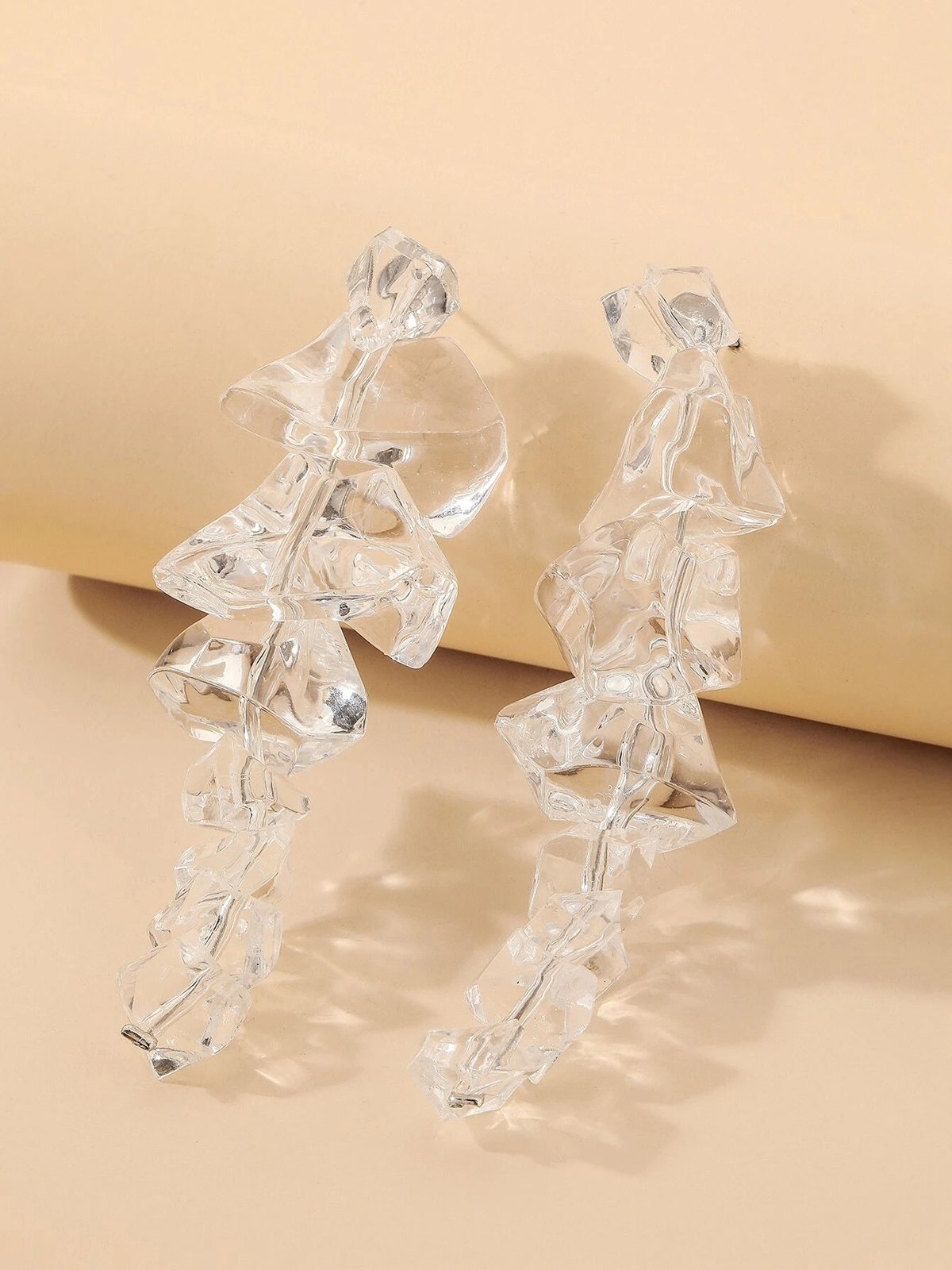 1pair Irregular Clear Acrylic Drop Earrings