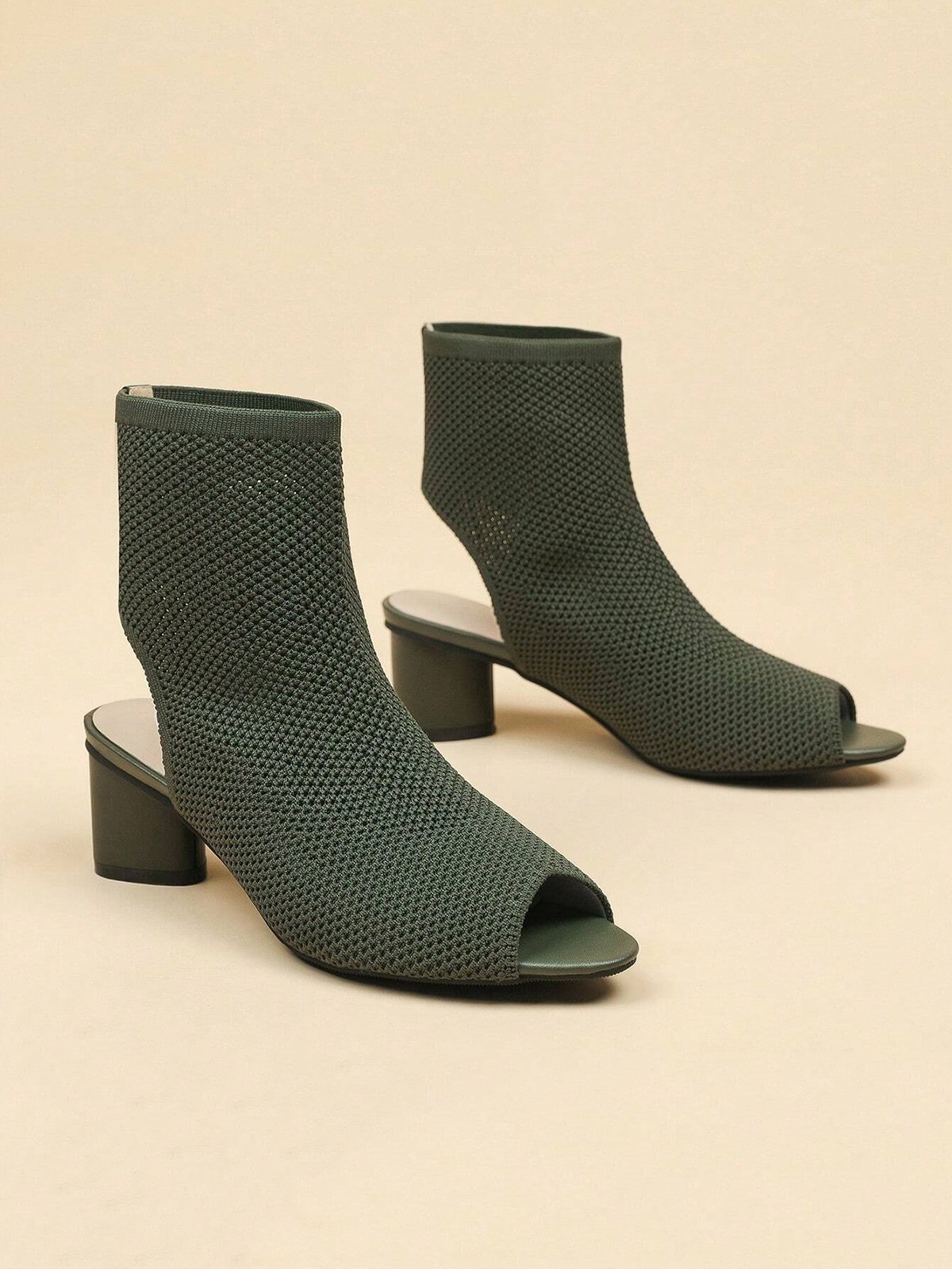 Urban Plain Breathable Slip On Block Heel Sandals Boots Hollow Out