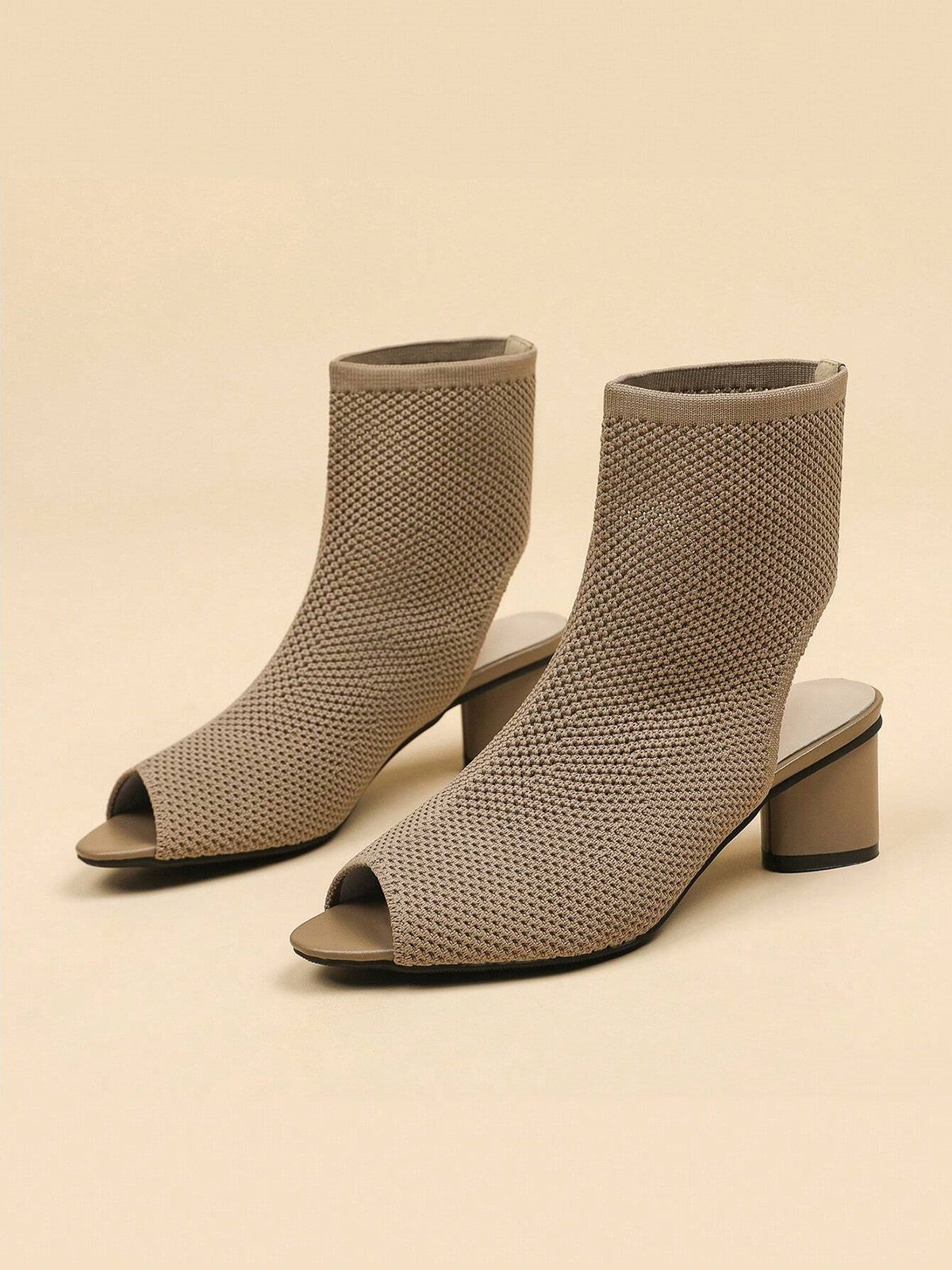 Urban Plain Breathable Slip On Block Heel Sandals Boots Hollow Out