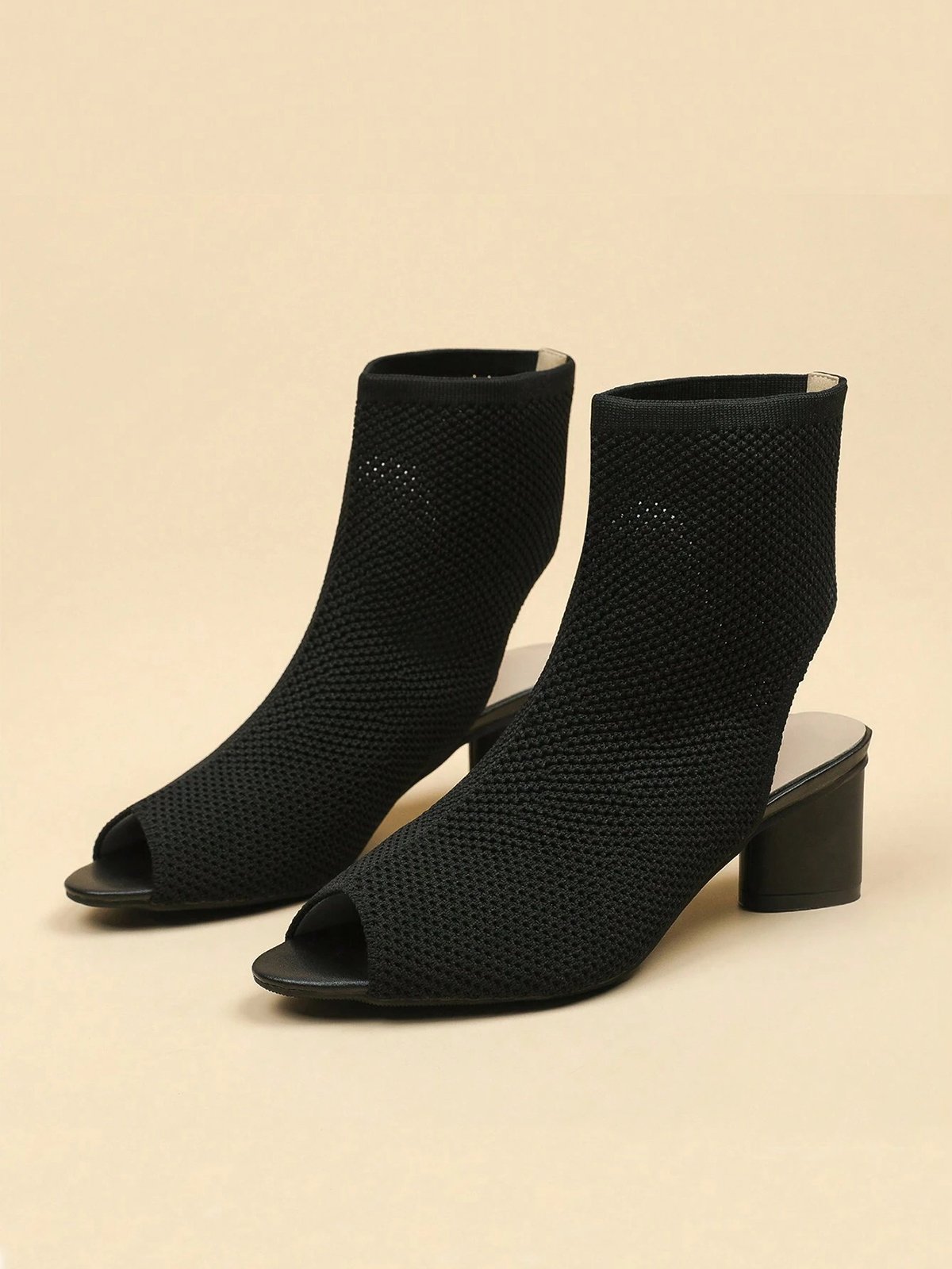 Urban Plain Breathable Slip On Block Heel Sandals Boots Hollow Out