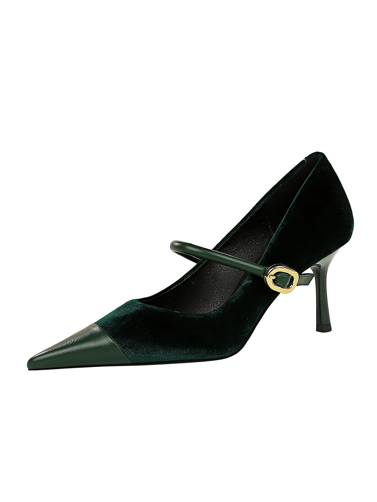 Elegant Plain Height Increasing Adjustable Buckle Block Heel Mary Jane Split Joint