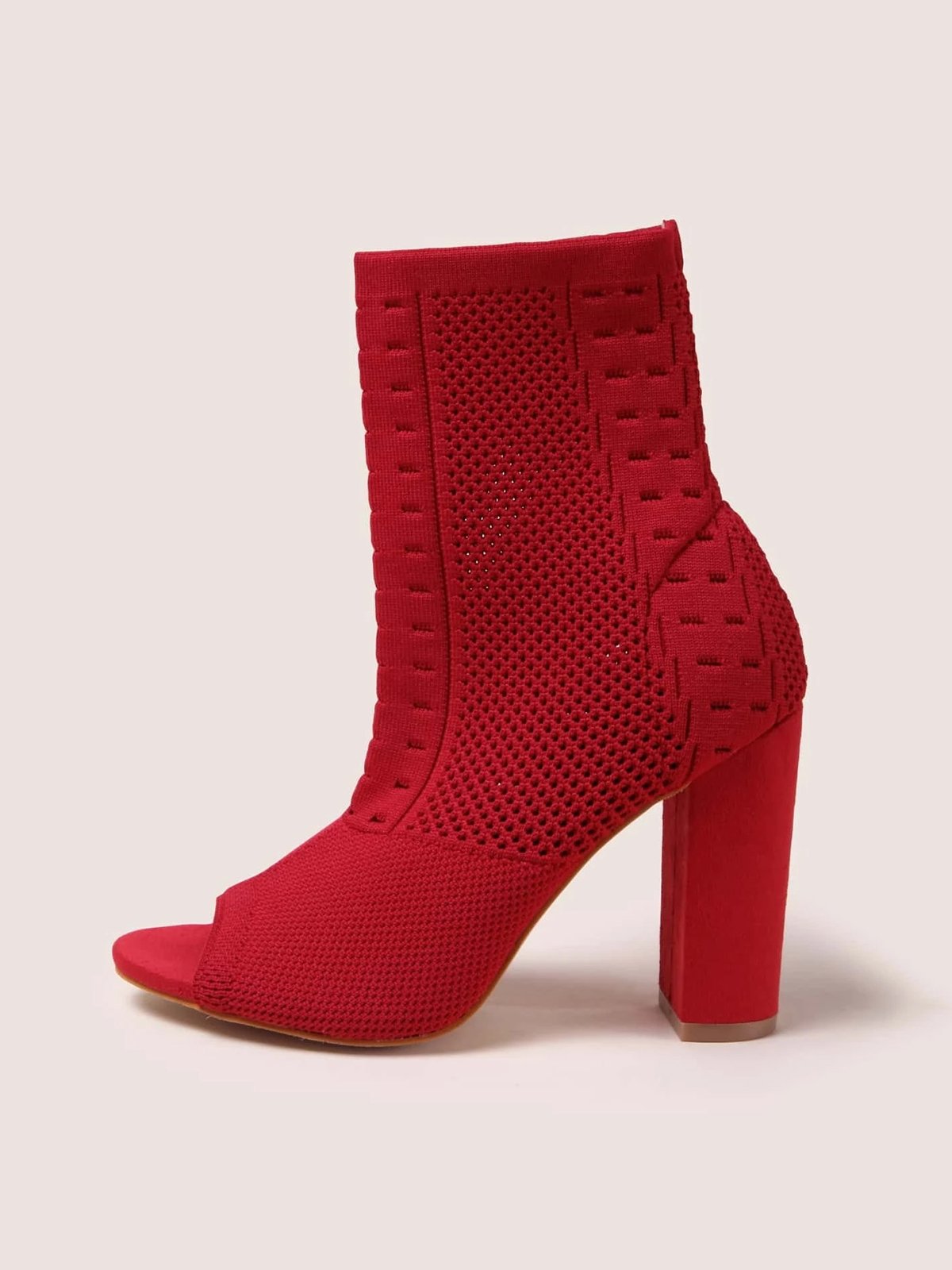 Urban Plain Breathable Slip On High Heel Sock Boots