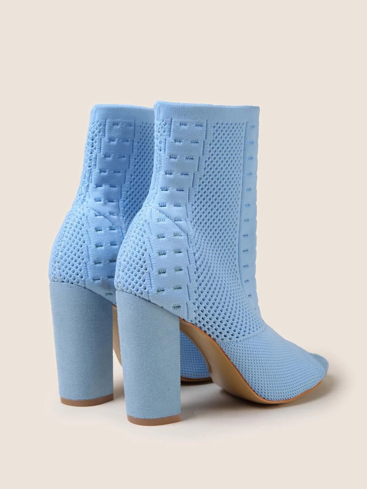 Urban Plain Breathable Slip On High Heel Sock Boots