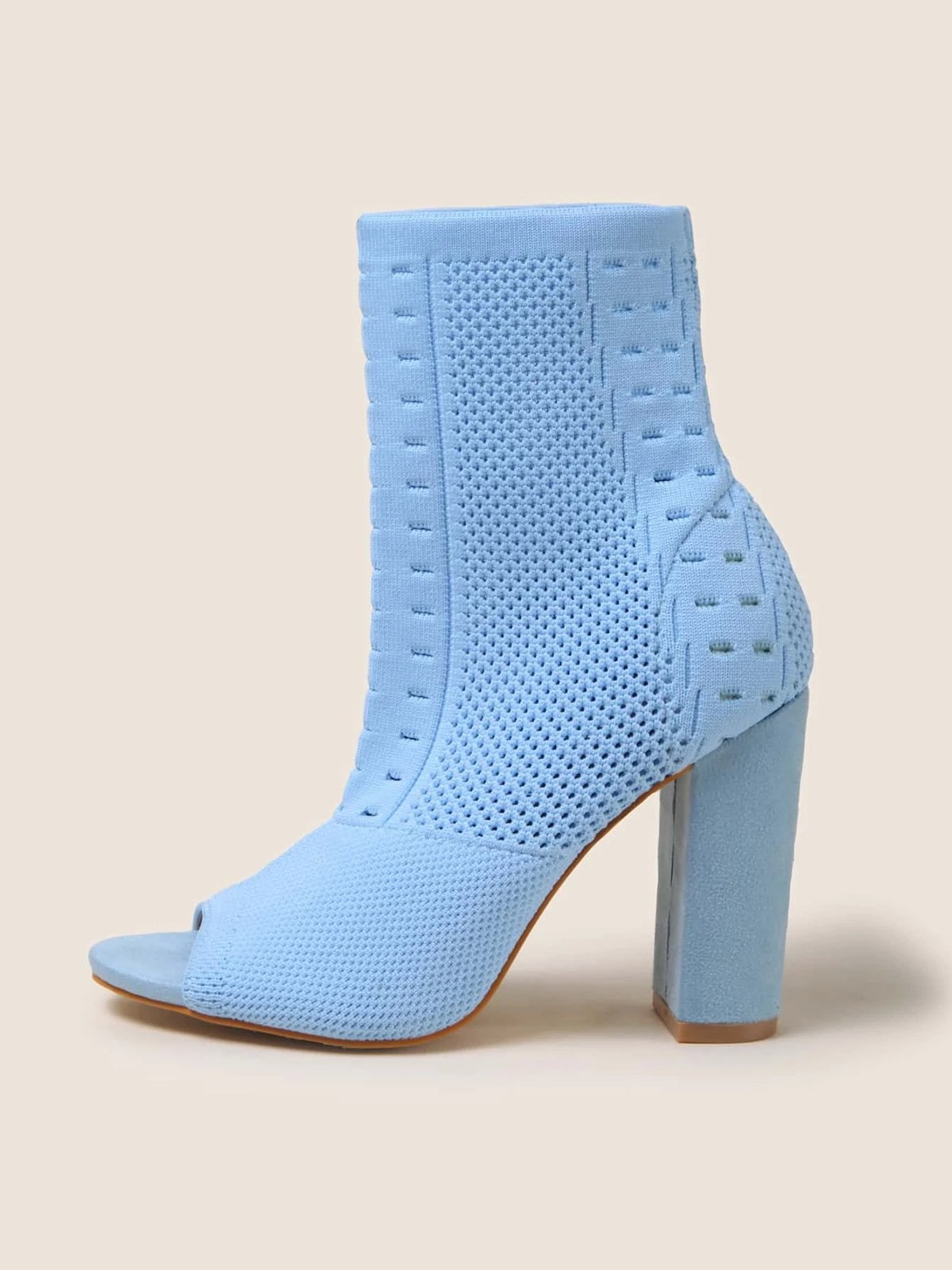 Urban Plain Breathable Slip On High Heel Sock Boots