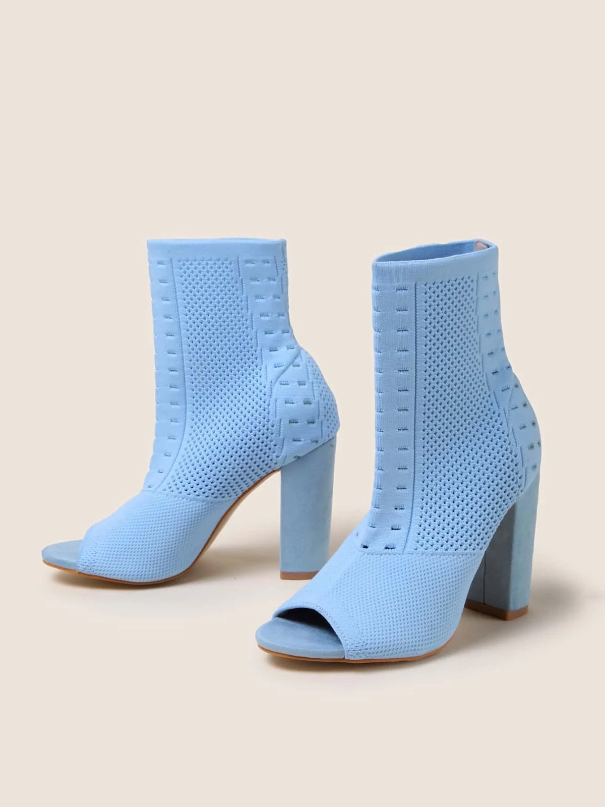 Urban Plain Breathable Slip On High Heel Sock Boots