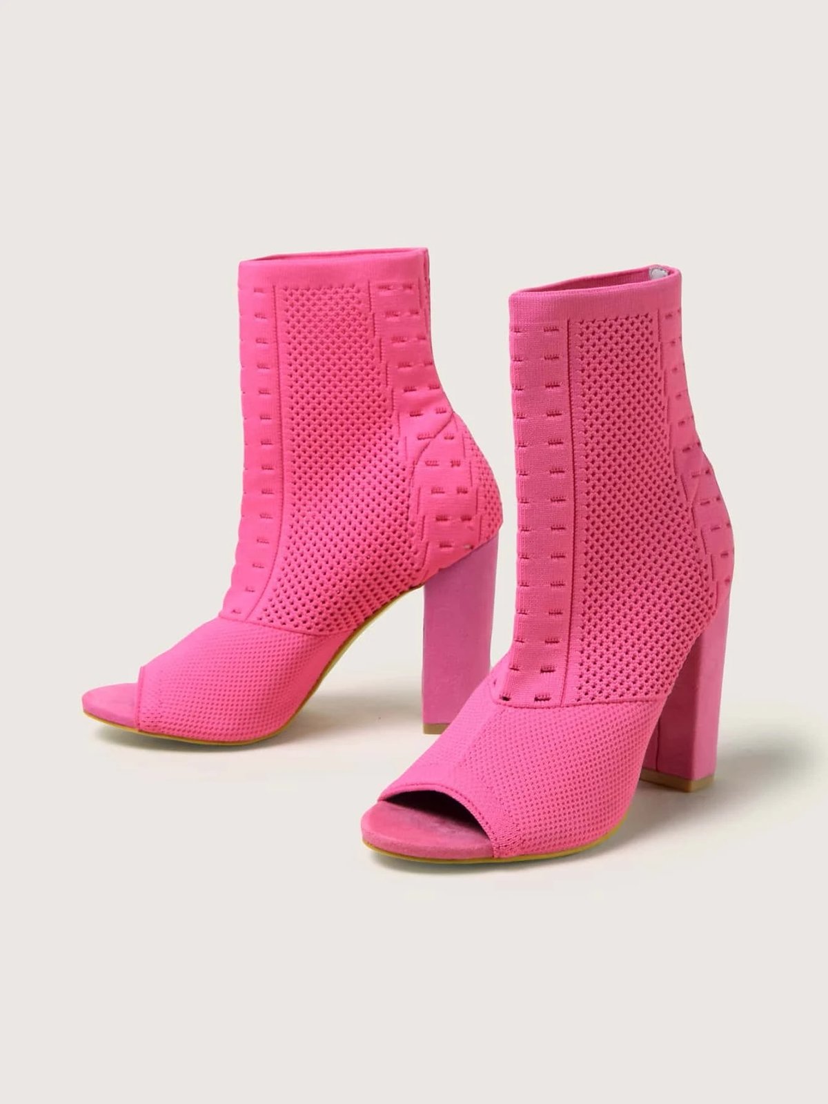 Urban Plain Breathable Slip On High Heel Sock Boots