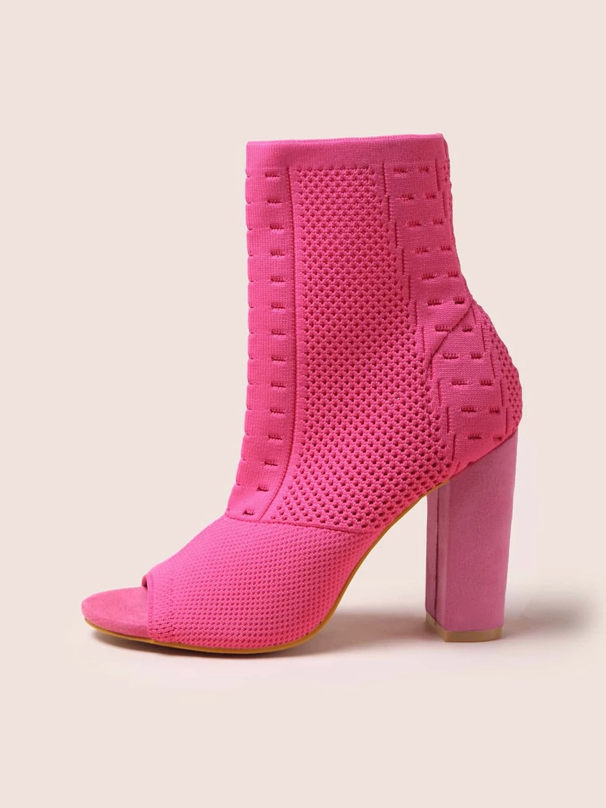 Urban Plain Breathable Slip On High Heel Sock Boots