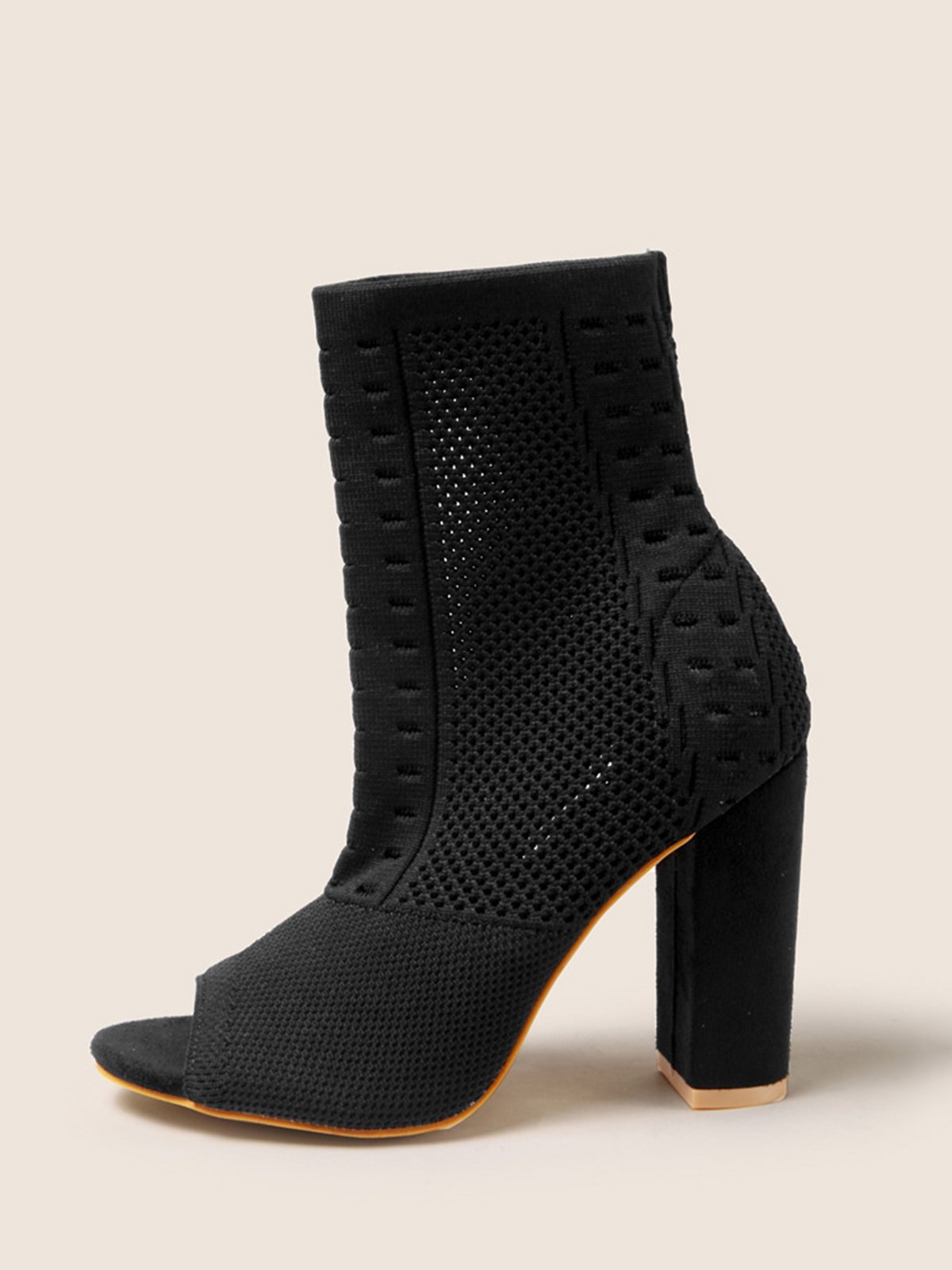 Urban Plain Breathable Slip On High Heel Sock Boots