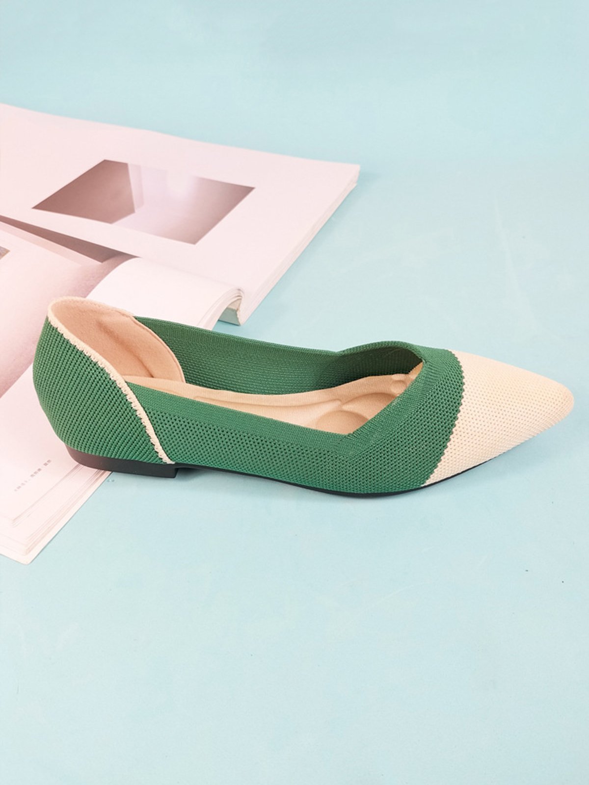 Urban Color Block Breathable Slip On Low Heel Shallow Shoes